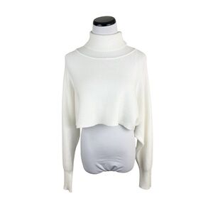 Dreamers by Debut Ribbed Turtleneck Crop Sweater Soft Stretchy White Size XL